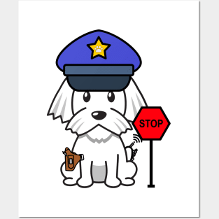 Cute white dog is a police Posters and Art